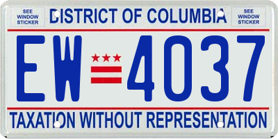 DC license plate EW4037