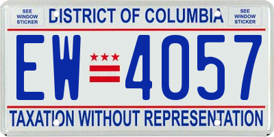 DC license plate EW4057