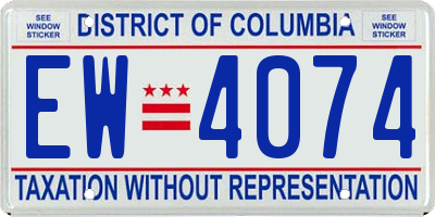DC license plate EW4074