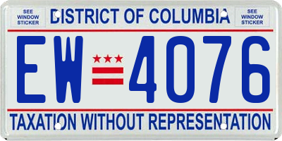DC license plate EW4076