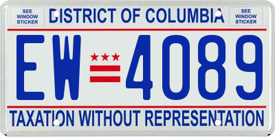 DC license plate EW4089