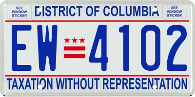 DC license plate EW4102