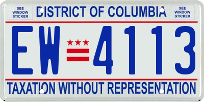 DC license plate EW4113