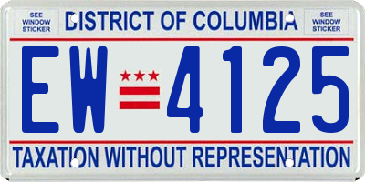 DC license plate EW4125