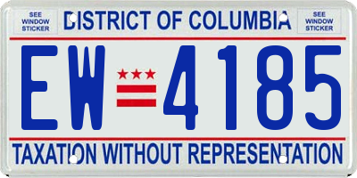 DC license plate EW4185
