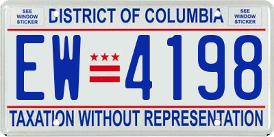 DC license plate EW4198