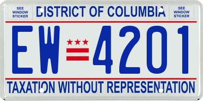 DC license plate EW4201