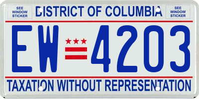 DC license plate EW4203