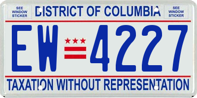 DC license plate EW4227