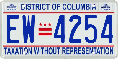 DC license plate EW4254