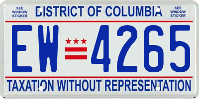 DC license plate EW4265