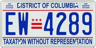 DC license plate EW4289