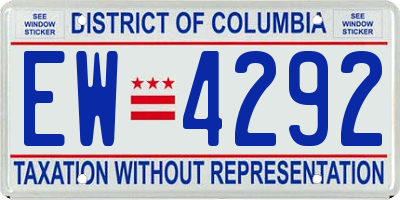 DC license plate EW4292