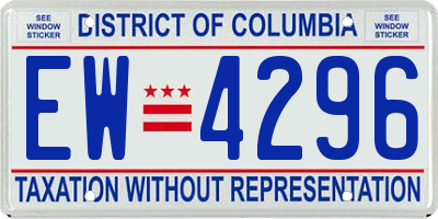 DC license plate EW4296