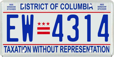 DC license plate EW4314