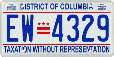 DC license plate EW4329