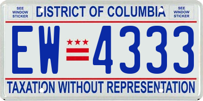 DC license plate EW4333