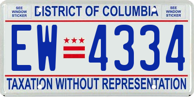 DC license plate EW4334