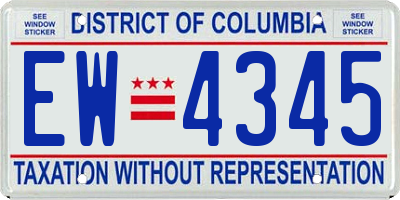 DC license plate EW4345