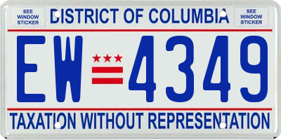 DC license plate EW4349