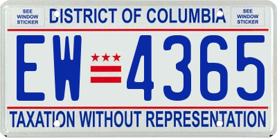 DC license plate EW4365