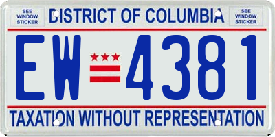 DC license plate EW4381