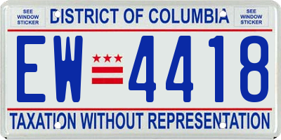 DC license plate EW4418