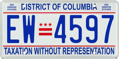 DC license plate EW4597