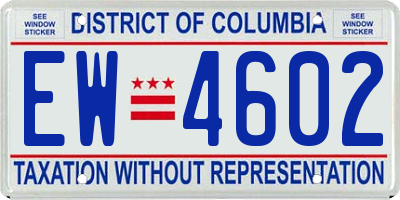DC license plate EW4602
