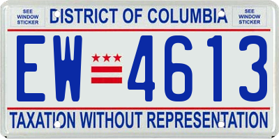 DC license plate EW4613