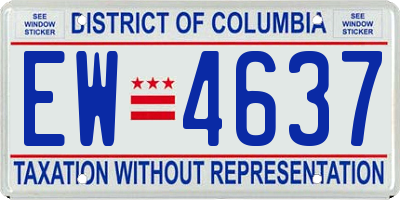 DC license plate EW4637