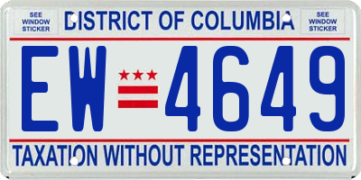 DC license plate EW4649