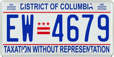 DC license plate EW4679