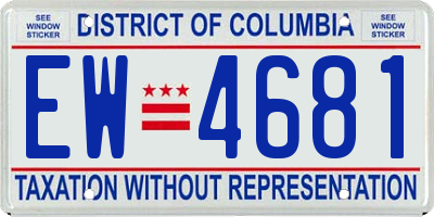 DC license plate EW4681