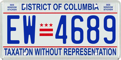 DC license plate EW4689
