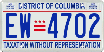 DC license plate EW4702