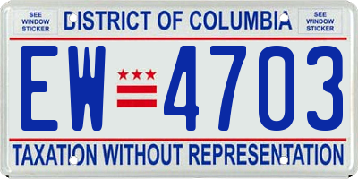 DC license plate EW4703