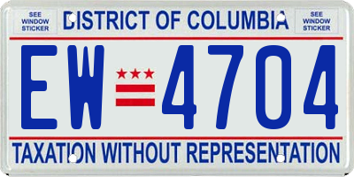 DC license plate EW4704