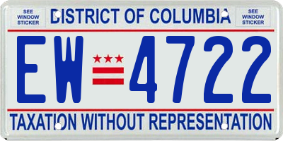 DC license plate EW4722