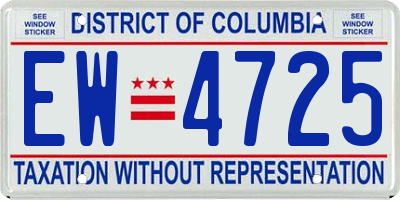 DC license plate EW4725