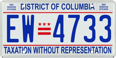 DC license plate EW4733