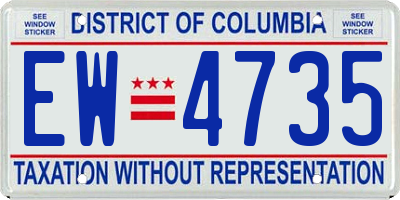 DC license plate EW4735