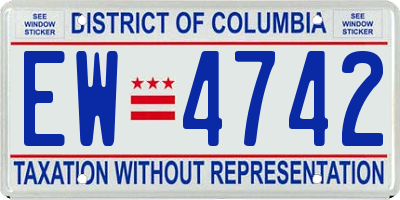 DC license plate EW4742