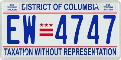 DC license plate EW4747