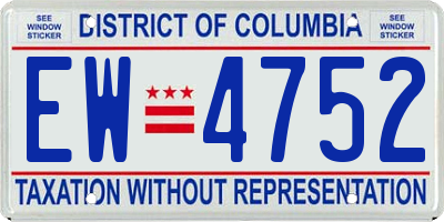 DC license plate EW4752