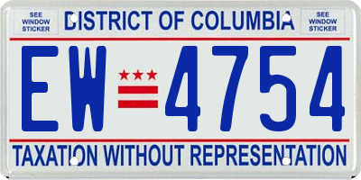 DC license plate EW4754