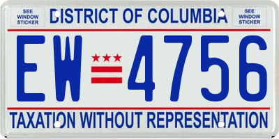 DC license plate EW4756