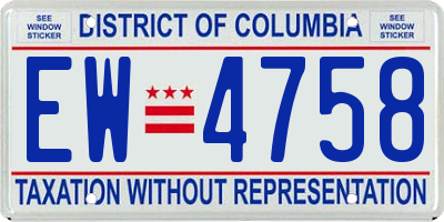 DC license plate EW4758