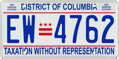 DC license plate EW4762