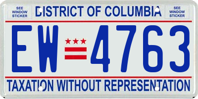 DC license plate EW4763